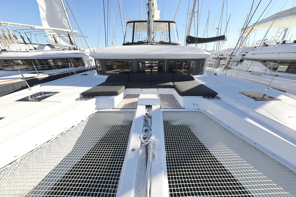 Deck of Celeste Del Mar, a Lagoon 50 catamaran at Sukošan, Croatia