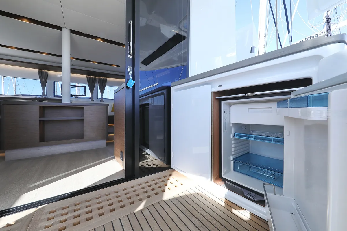 Deck of Celeste Del Mar, a Lagoon 50 catamaran at Sukošan, Croatia