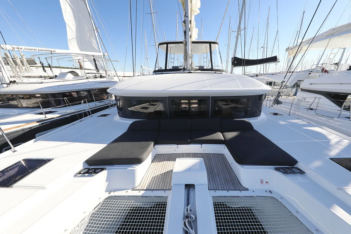 Deck of Celeste Del Mar, a Lagoon 50 catamaran at Sukošan, Croatia