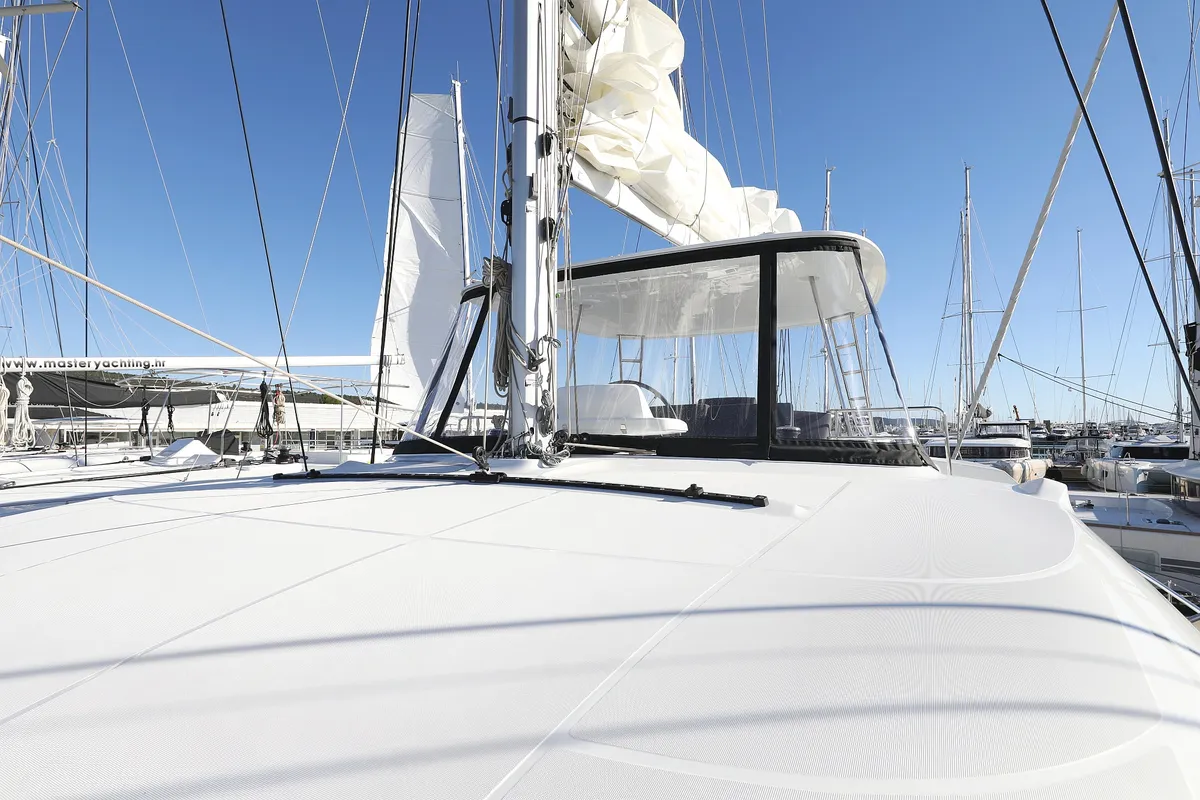 Deck of Celeste Del Mar, a Lagoon 50 catamaran at Sukošan, Croatia