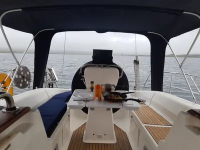 Deck of Alto Mare, a Bavaria 36 Cruiser sailboat at Bergen, Norway