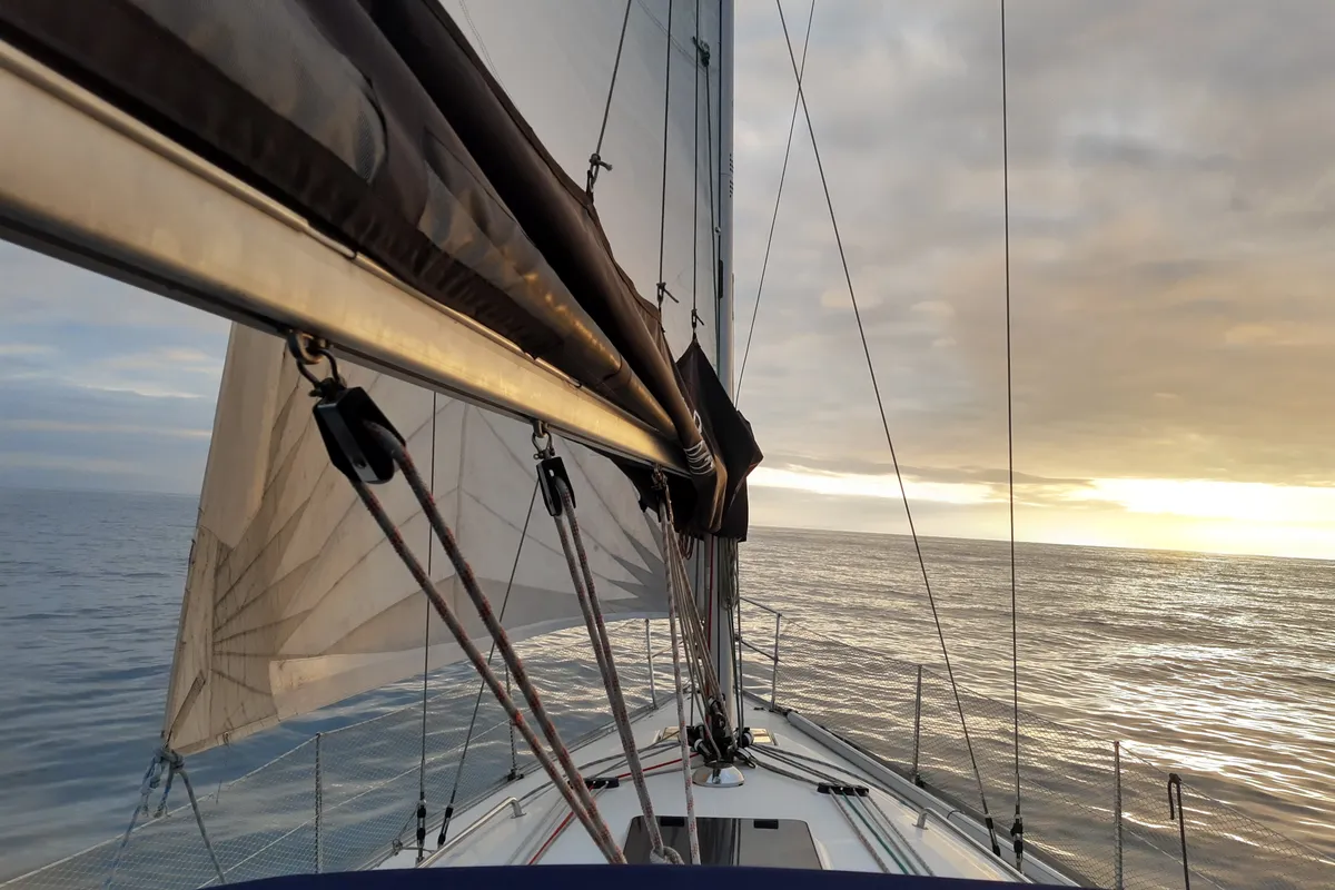 Deck of Alto Mare, a Bavaria 36 Cruiser sailboat at Bergen, Norway