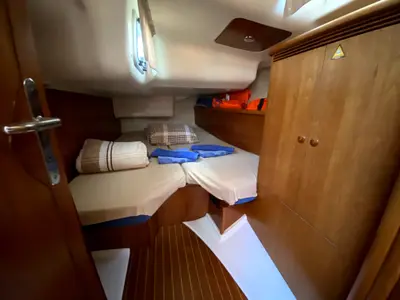 Cabin on Six Pack, a Beneteau Cyclades 39.3 sailboat at Fethiye, Turkey
