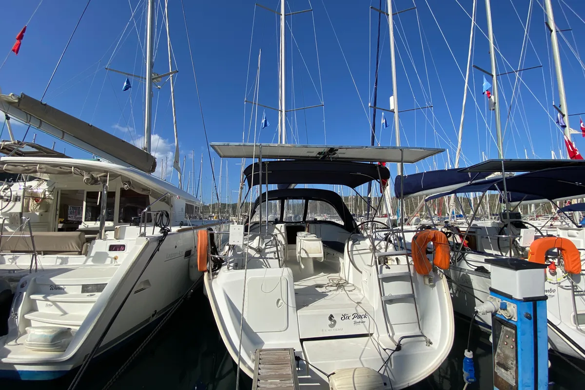 Exterior view of Six Pack, a Beneteau Cyclades 39.3 sailboat at Fethiye, Turkey