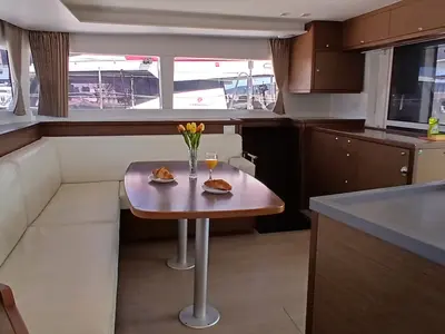Salon of Aloha, a Lagoon 450 S catamaran at Grad Kaštela, Croatia