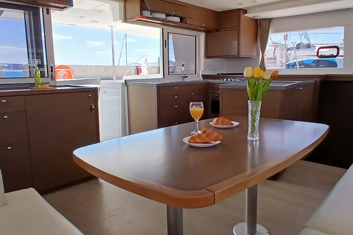 Galley of Aloha, a Lagoon 450 S catamaran at Grad Kaštela, Croatia
