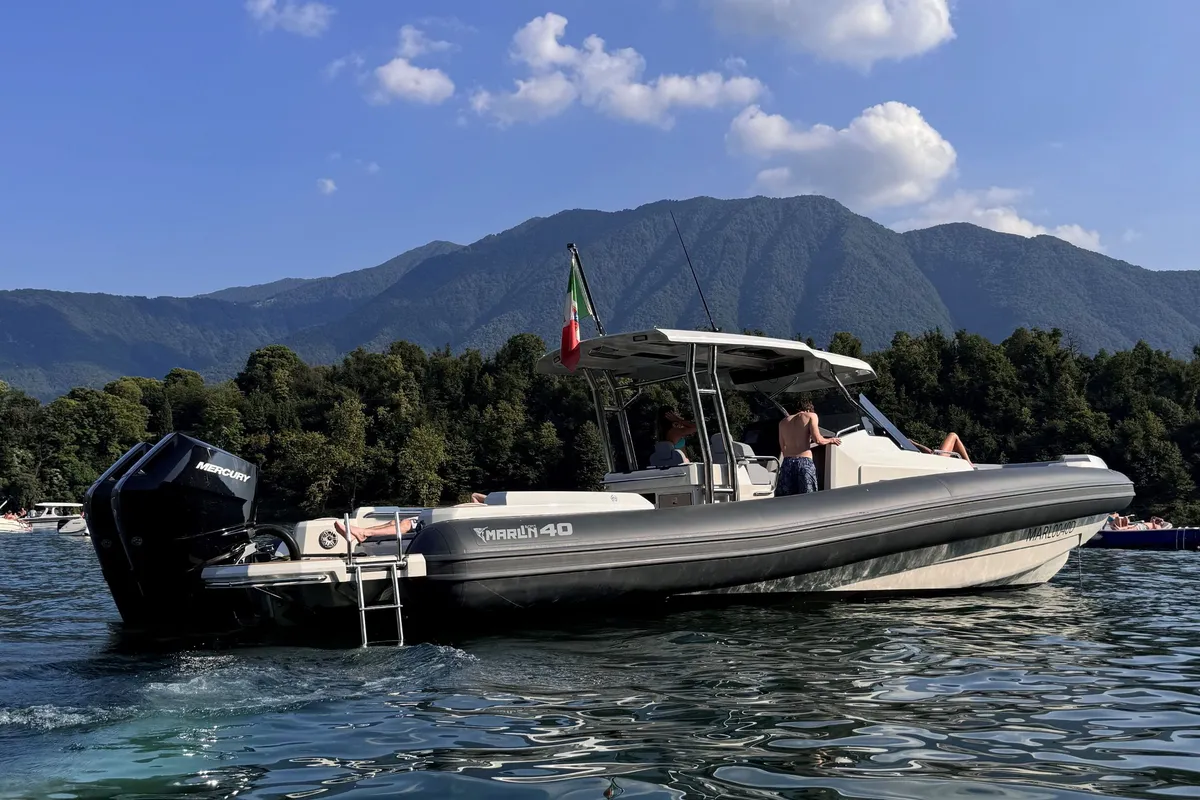 Exterior view of Mago Merlino, a Marlin 40 motorboat at Marsala, Italy