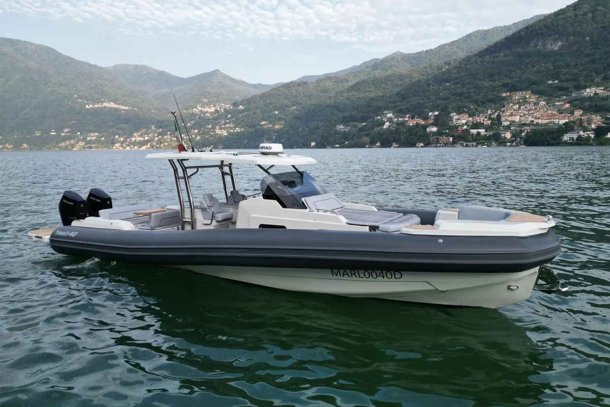 Deck of Mago Merlino, a Marlin 40 motorboat at Marsala, Italy