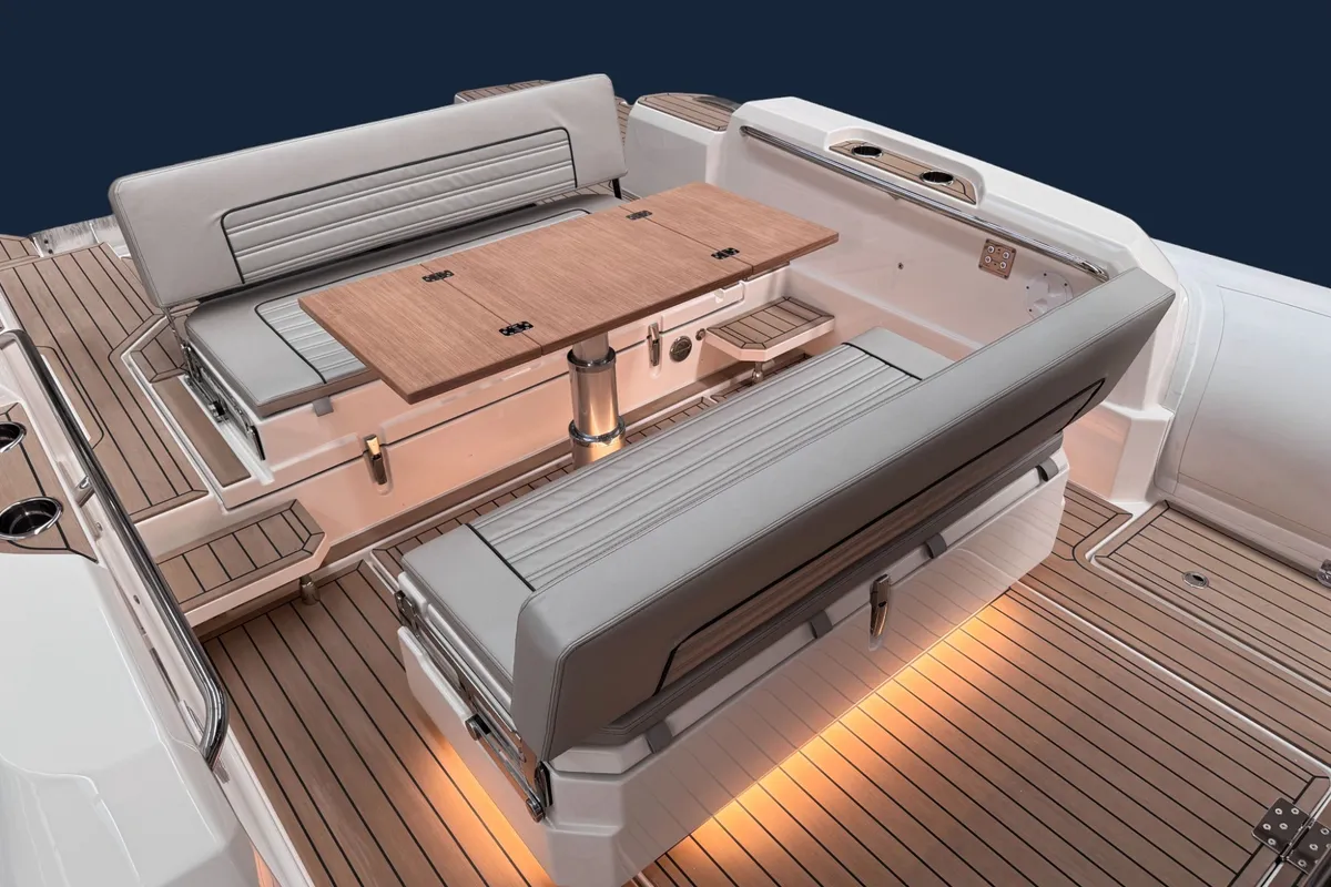 Deck of Mago Merlino, a Marlin 40 motorboat at Marsala, Italy