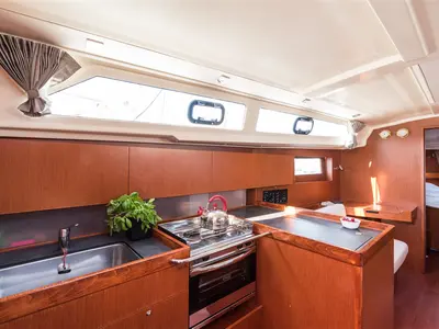 Galley of SPARKLING, a Beneteau Oceanis 41.1 sailboat at Split, Croatia