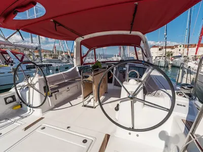 Cockpit of SPARKLING, a Beneteau Oceanis 41.1 sailboat at Split, Croatia