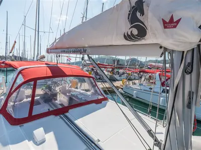 Deck of SPARKLING, a Beneteau Oceanis 41.1 sailboat at Split, Croatia
