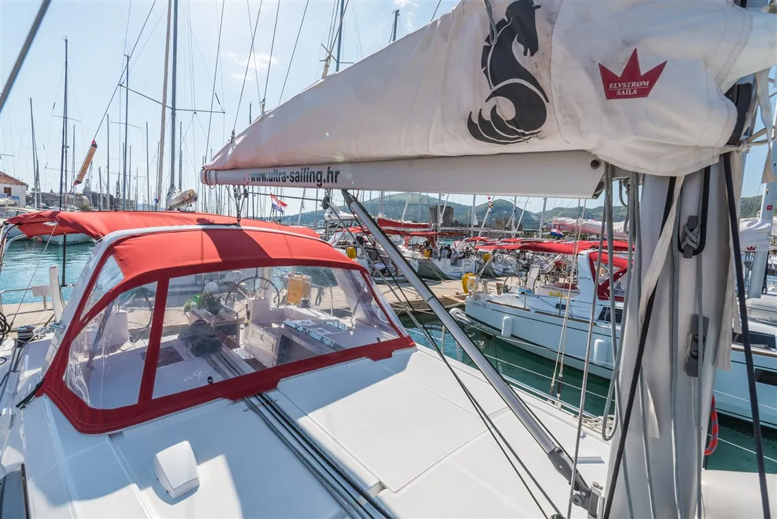 Deck of SPARKLING, a Beneteau Oceanis 41.1 sailboat at Split, Croatia