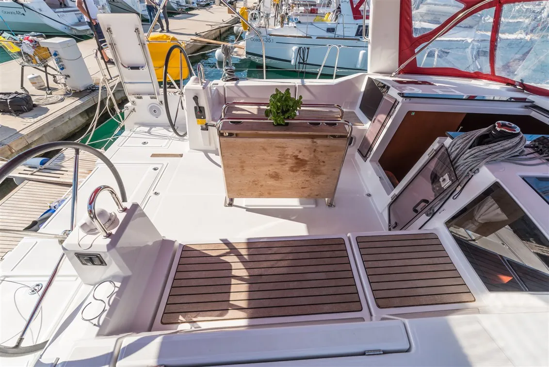 Deck of SPARKLING, a Beneteau Oceanis 41.1 sailboat at Split, Croatia