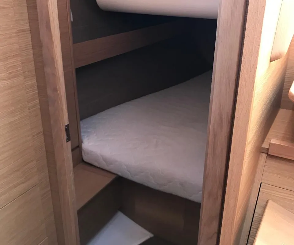 Cabin on Diniva II, a Dufour 382 GL sailboat at Punat, Croatia