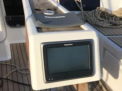 Cockpit of Diniva II, a Dufour 382 GL sailboat at Punat, Croatia