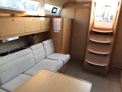 Salon of Diniva II, a Dufour 382 GL sailboat at Punat, Croatia