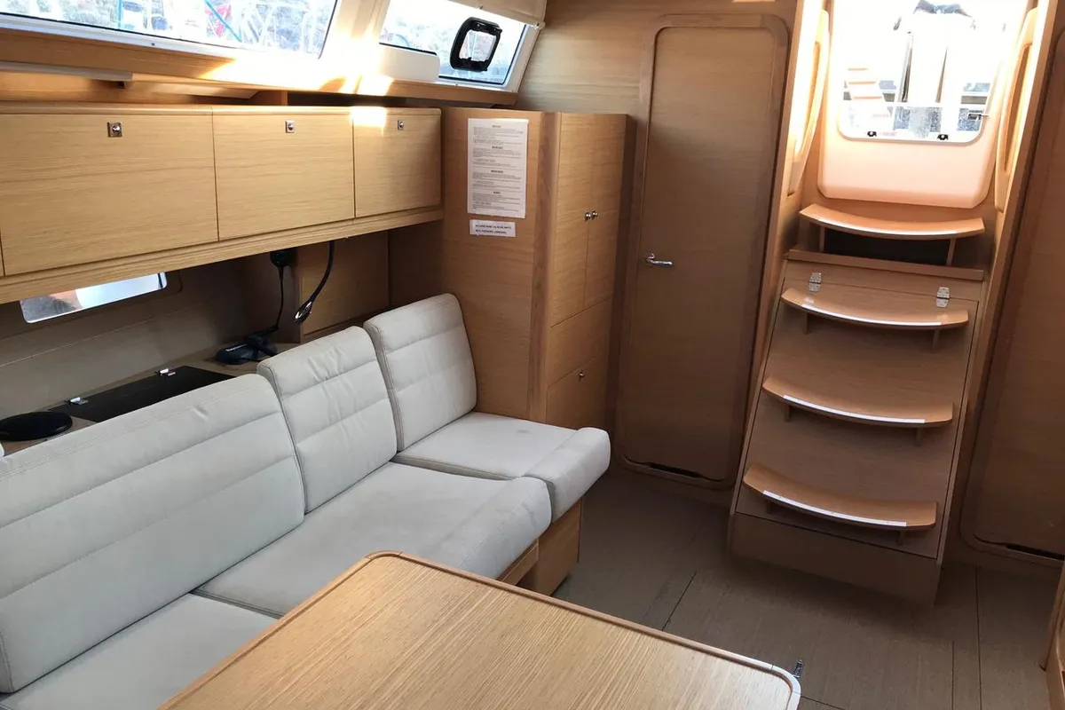 Salon of Diniva II, a Dufour 382 GL sailboat at Punat, Croatia