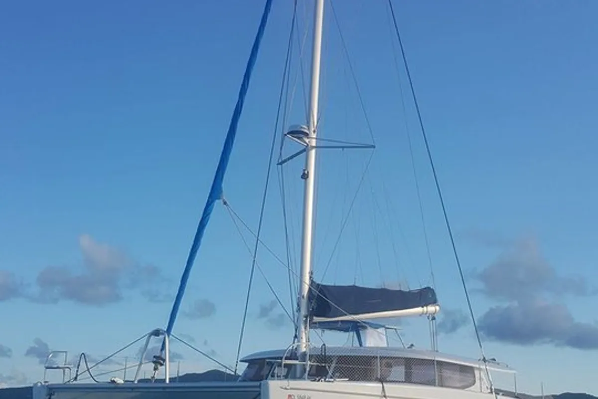 Exterior view of Zenith, a Fountaine Pajot Salina 48 catamaran at Narganá, Panama