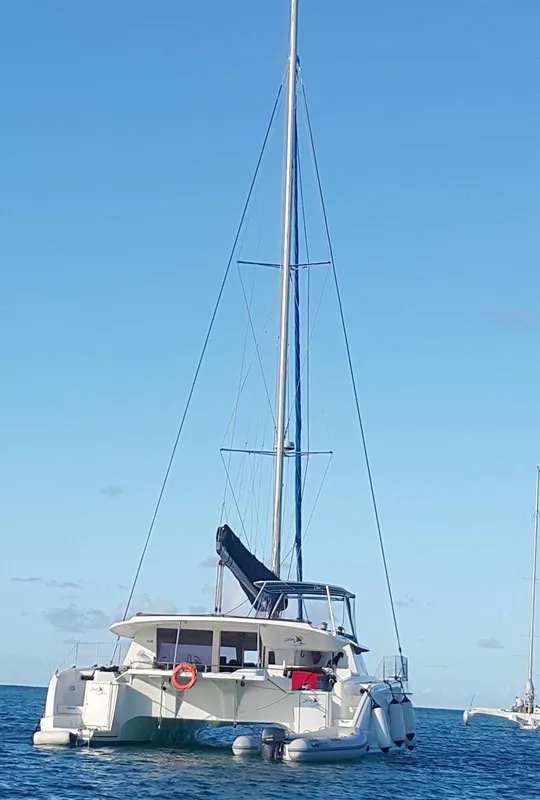 Exterior view of Zenith, a Fountaine Pajot Salina 48 catamaran at Narganá, Panama