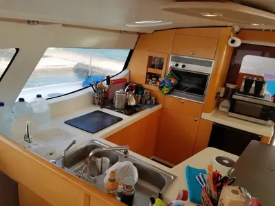Galley of Zenith, a Fountaine Pajot Salina 48 catamaran at Narganá, Panama