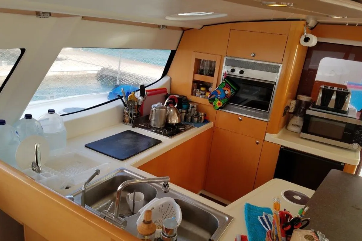 Galley of Zenith, a Fountaine Pajot Salina 48 catamaran at Narganá, Panama