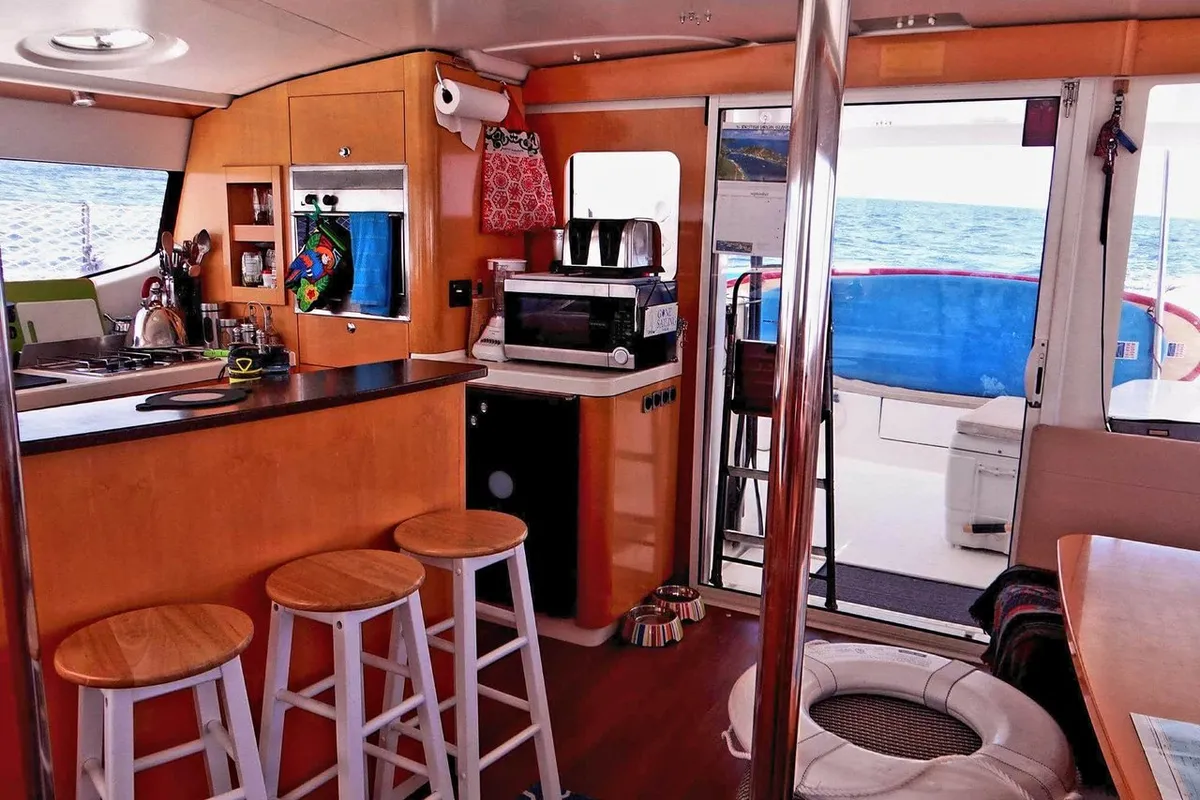 Galley of Zenith, a Fountaine Pajot Salina 48 catamaran at Narganá, Panama