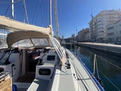 Deck of Neree, a RM 1270 sailboat at Marseille, France