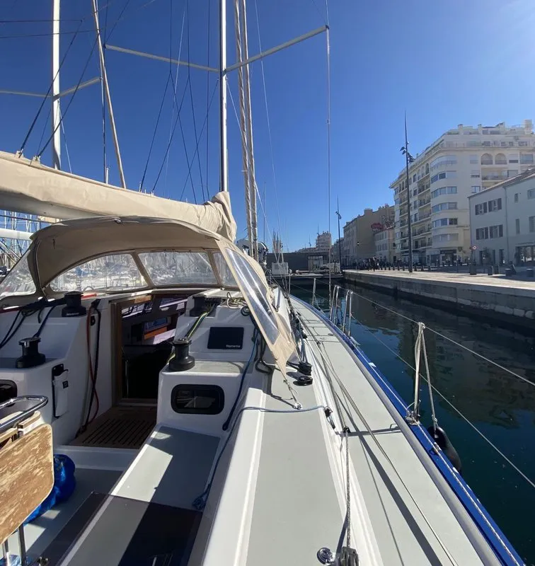 Deck of Neree, a RM 1270 sailboat at Marseille, France