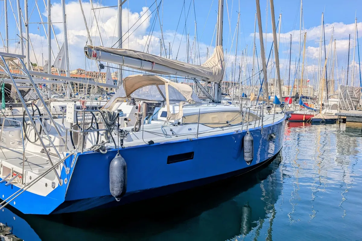 Exterior view of Neree, a RM 1270 sailboat at Marseille, France