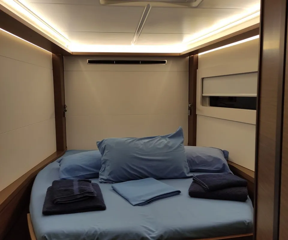 Cabin on Bambenella, a Lagoon 46 catamaran at Tonnarella, Italy