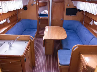 Salon of Ana, a Bavaria 38 Cruiser sailboat at Grad Biograd na Moru, Croatia