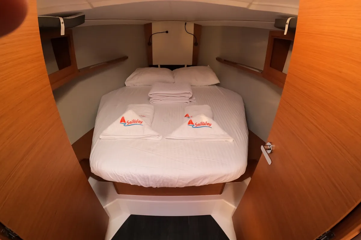 Cabin on Momo, a Dufour 37 sailboat at Marmaris, Turkey