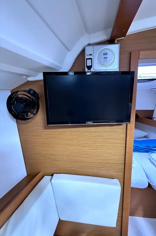 Salon of Cherie Bibi, a Jeanneau Sun Odyssey 349 sailboat at Municipal Unit of Lefkada, Greece