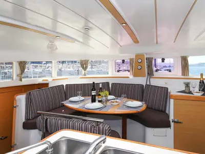 Galley of Phoenix, a Lagoon 380 S2 catamaran at Zadar, Croatia