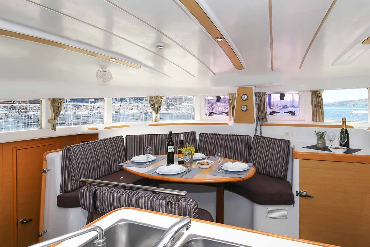 Galley of Phoenix, a Lagoon 380 S2 catamaran at Zadar, Croatia