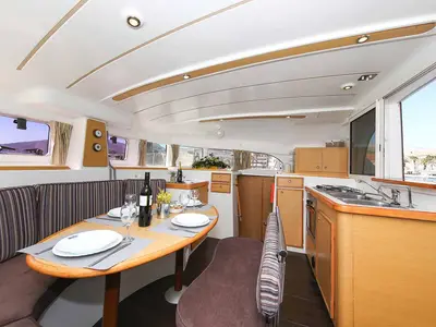 Salon of Phoenix, a Lagoon 380 S2 catamaran at Zadar, Croatia