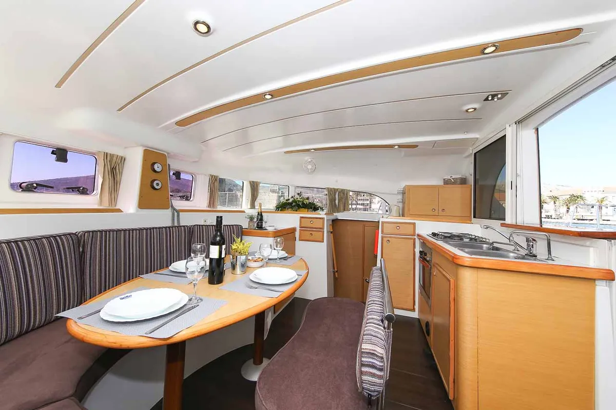 Salon of Phoenix, a Lagoon 380 S2 catamaran at Zadar, Croatia
