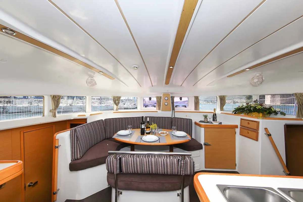 Salon of Phoenix, a Lagoon 380 S2 catamaran at Zadar, Croatia
