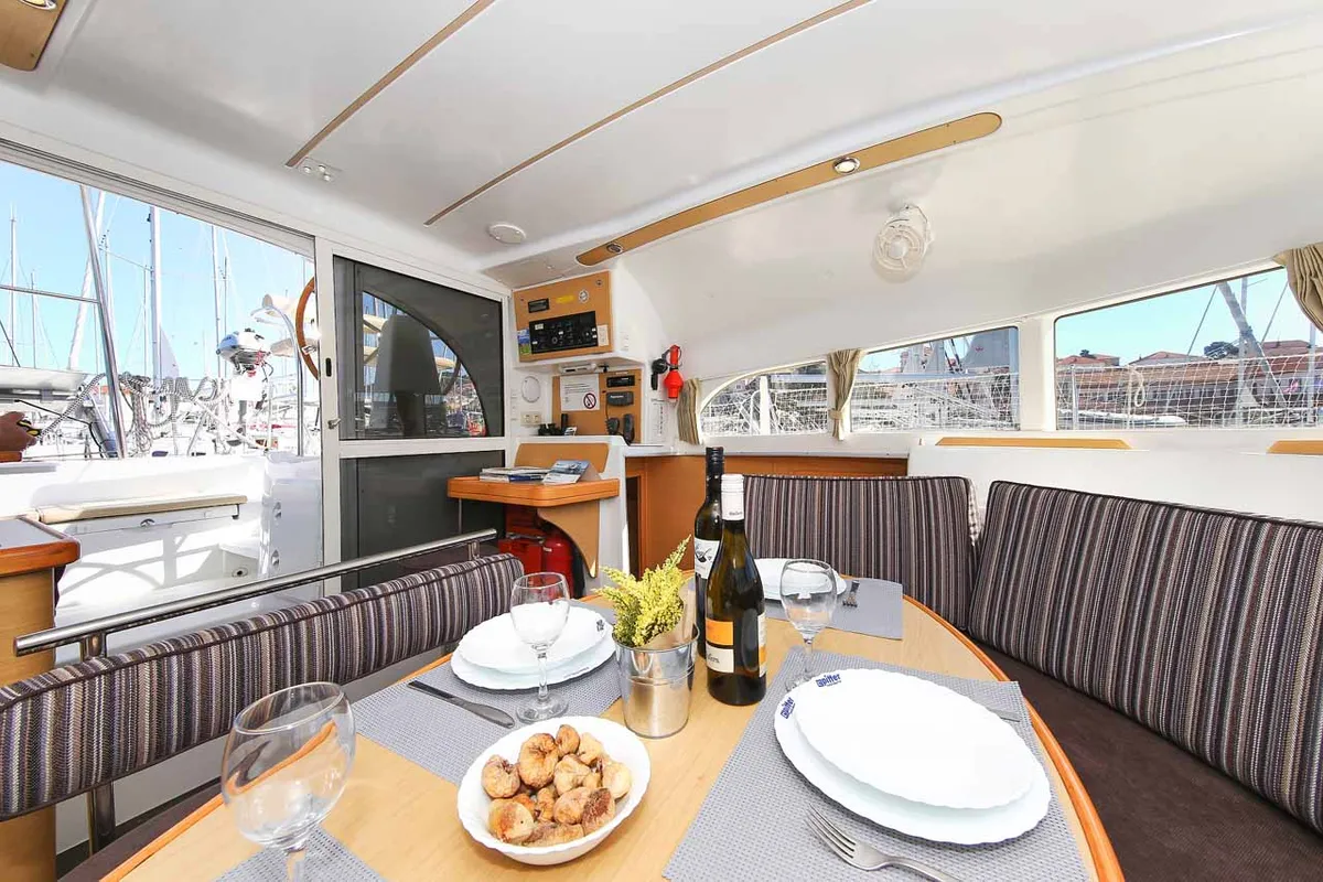 Salon of Phoenix, a Lagoon 380 S2 catamaran at Zadar, Croatia
