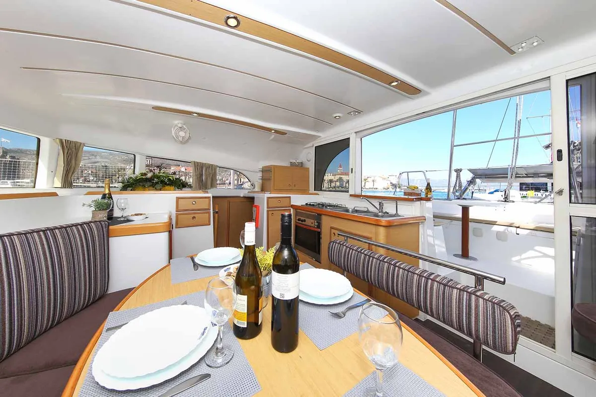 Salon of Phoenix, a Lagoon 380 S2 catamaran at Zadar, Croatia