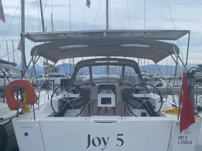 Cockpit of Joy 5, a Dufour 390 sailboat at Marmaris, Turkey