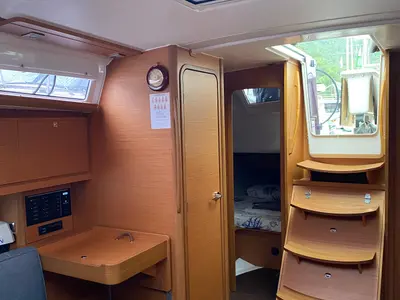 Salon of Joy 5, a Dufour 390 sailboat at Marmaris, Turkey