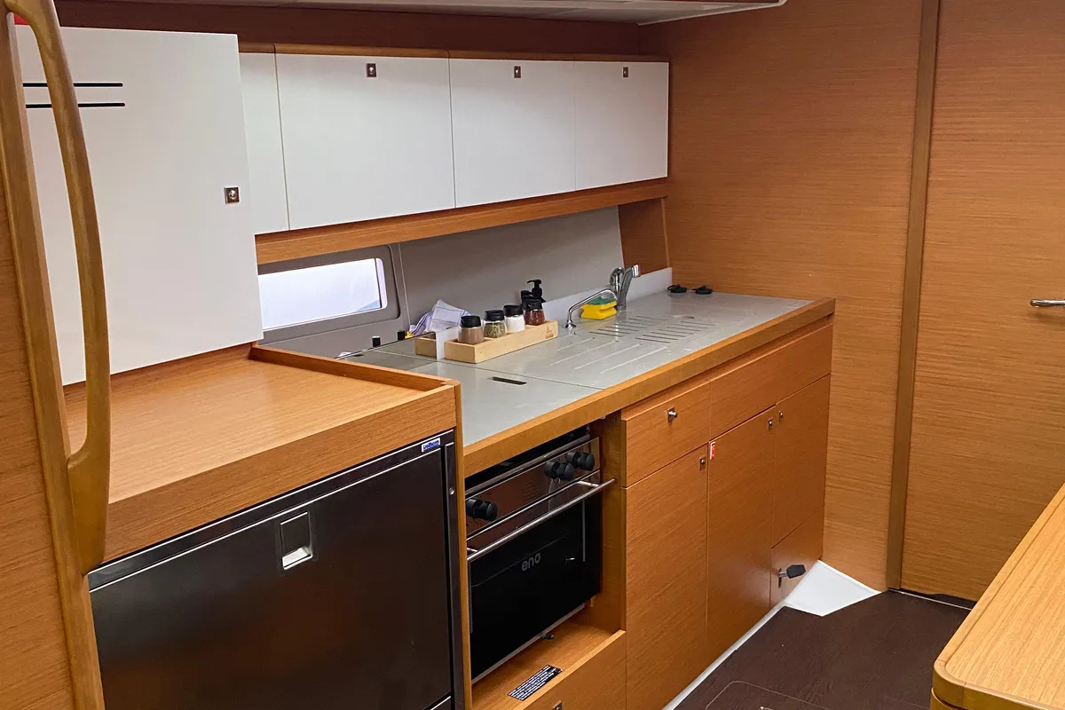 Galley of Joy 5, a Dufour 390 sailboat at Marmaris, Turkey