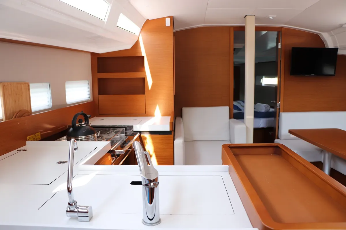 Shaken Not Stirred, a Jeanneau Sun Odyssey 410 sailboat at Dubrovnik, Croatia