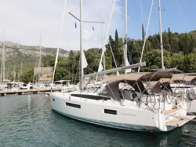 Shaken Not Stirred, a Jeanneau Sun Odyssey 410 sailboat at Dubrovnik, Croatia