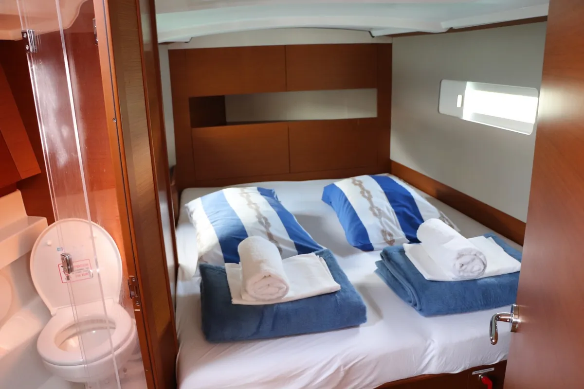 Shaken Not Stirred, a Jeanneau Sun Odyssey 410 sailboat at Dubrovnik, Croatia