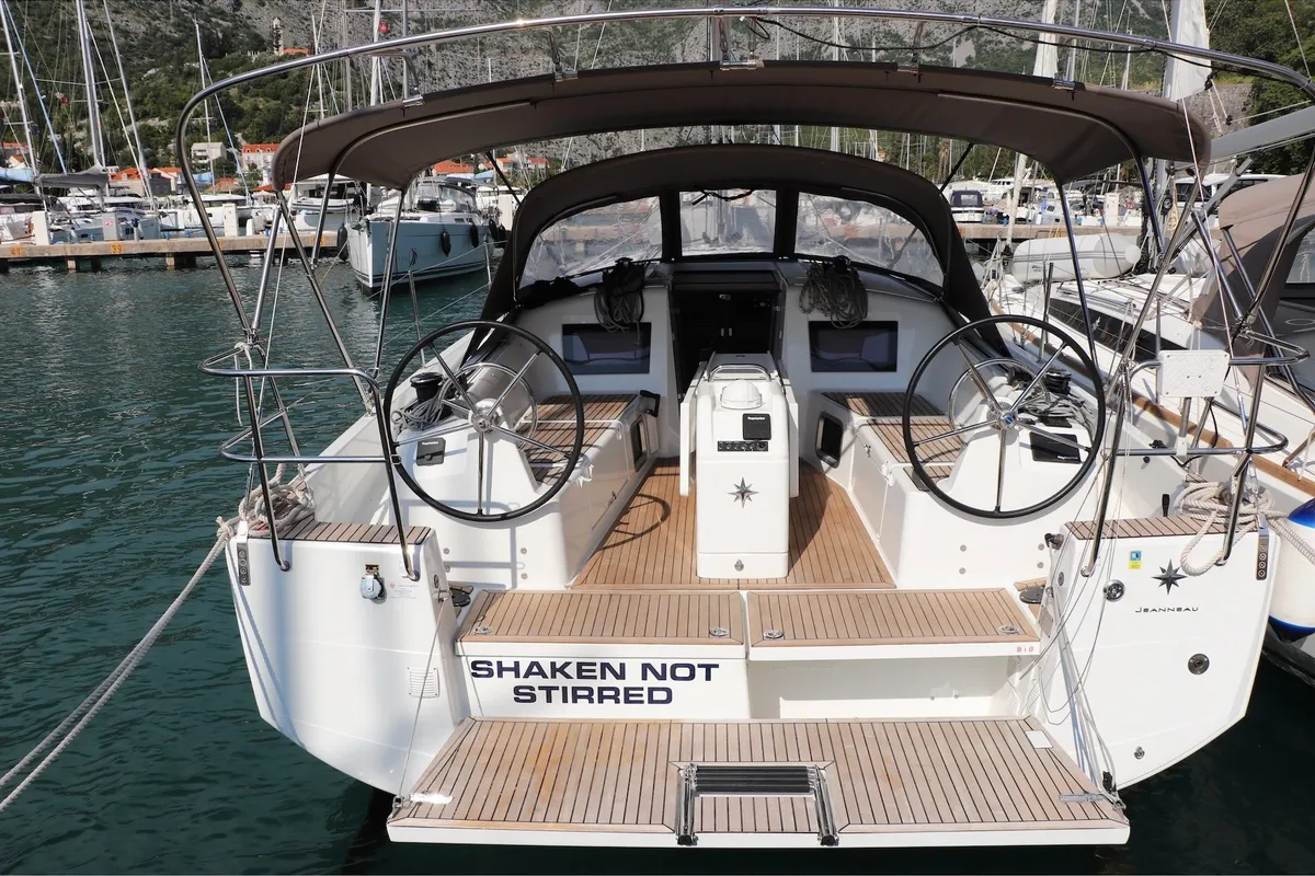 Shaken Not Stirred, a Jeanneau Sun Odyssey 410 sailboat at Dubrovnik, Croatia