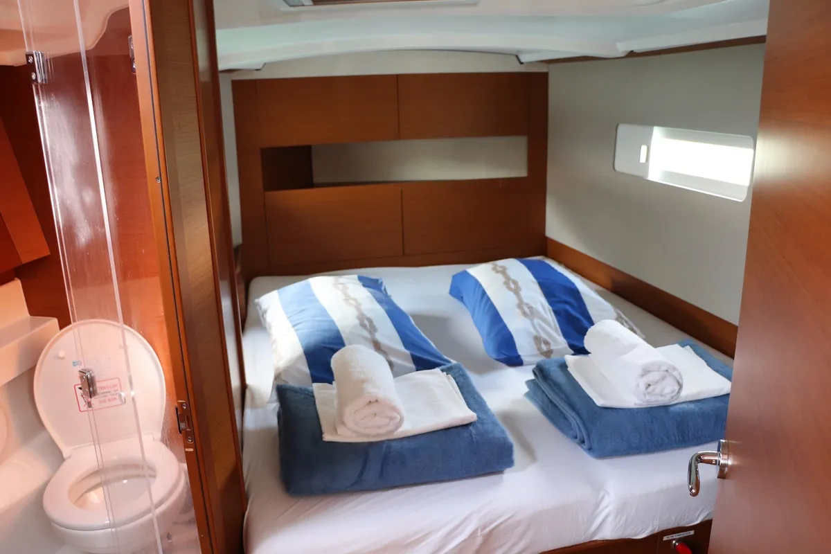 Shaken Not Stirred, a Jeanneau Sun Odyssey 410 sailboat at Dubrovnik, Croatia