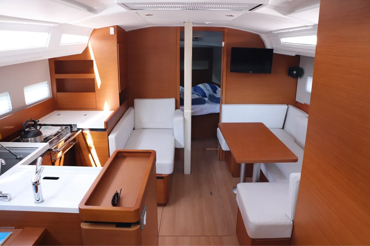 Shaken Not Stirred, a Jeanneau Sun Odyssey 410 sailboat at Dubrovnik, Croatia